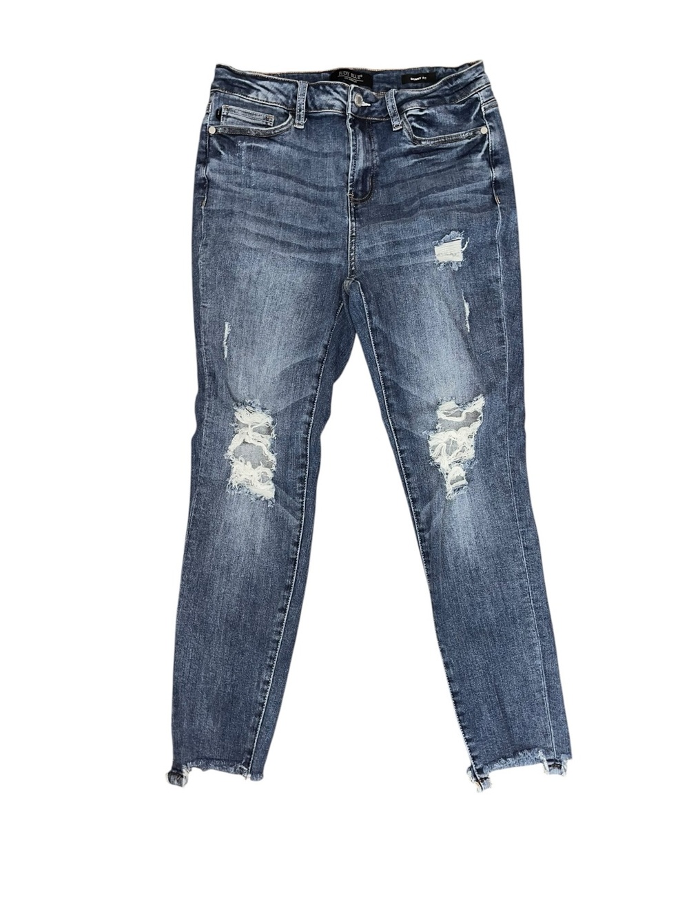 Judy Blue Women’s Size 9/29 Skinny Jeans Distressed Raw Hem Medium Wash